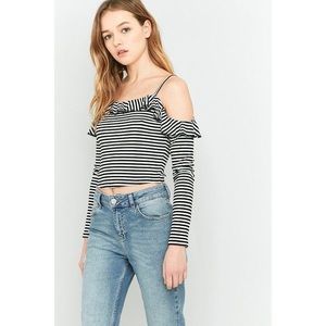Urban Outfitters Striped Ruffle Crop Top
